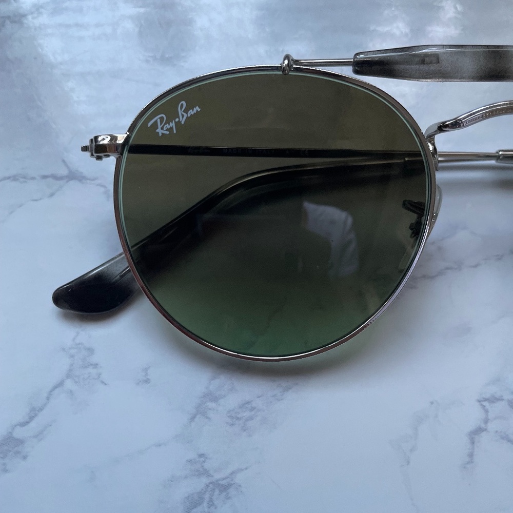 Ray Ban Silver ROUND DOUBLE BRIDGE Sunglasses RARE - Picture 3 of 8